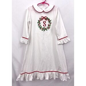 NWT Busy Bees Smocks White‎ Long Nightgown Girls Size 4T Embroidered "S" Initial